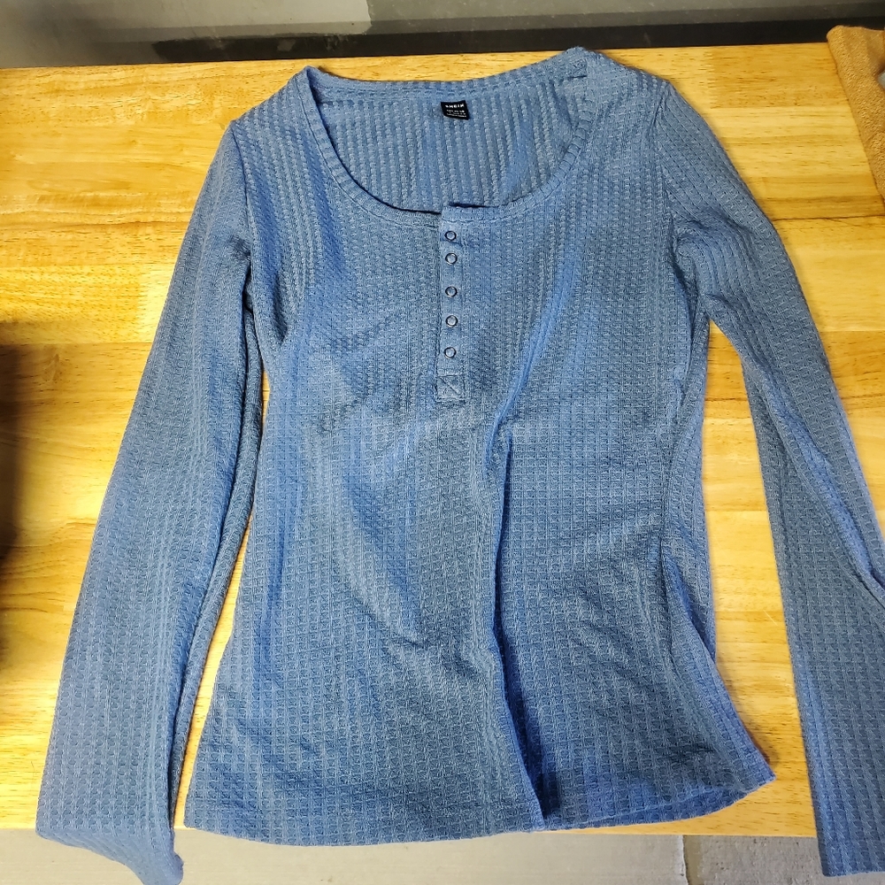 💖 3/$20 Shein ribbed henley long sleeve, NWOT